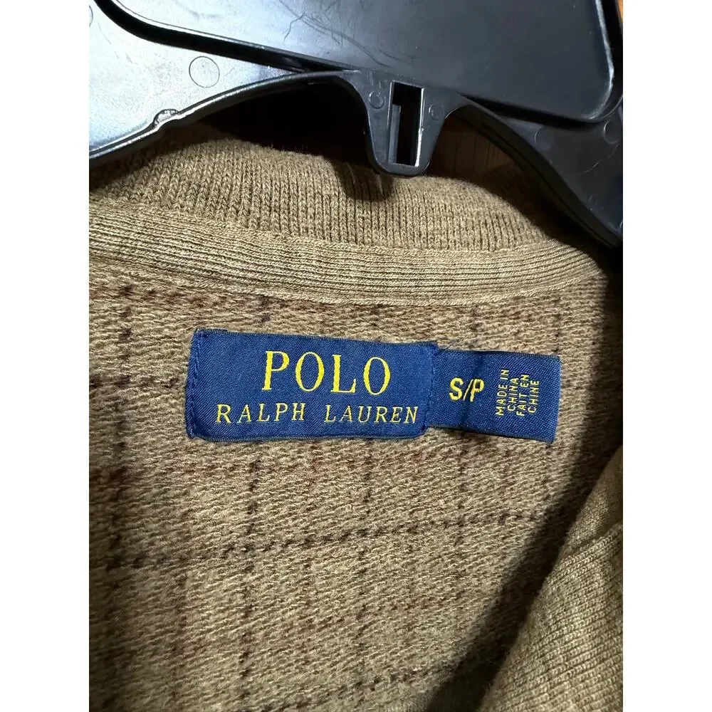 VTG Polo Ralph Lauren Quarter Snap Pullover Sweatshirt Brown Plaid Cotton Men S